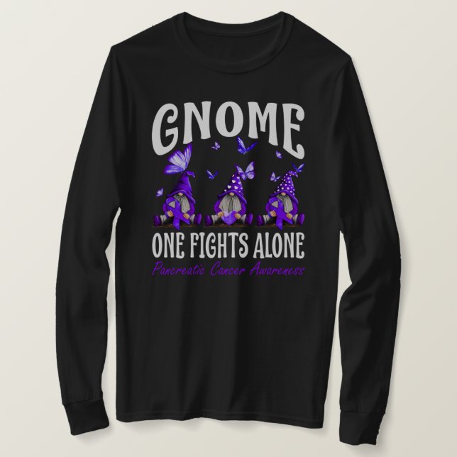 Gnome One Fights Alone Pancreatic Cancer Awareness T-Shirt (Design Front)
