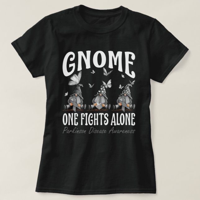 Gnome One Fights Alone Parkinson Disease Awareness T-Shirt (Design Front)