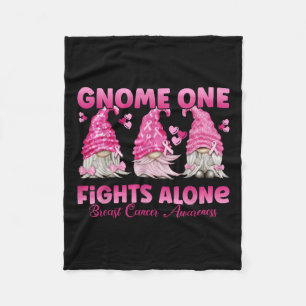 Gnome One Fights Alone Pink_ Breast Cancer Awarene Fleece Blanket