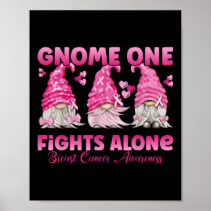 Gnome One Fights Alone Pink_ Breast Cancer Awarene Poster
