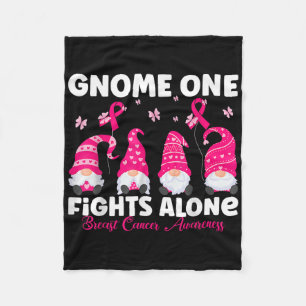 Gnome One Fights Alone Pink Breast Cancer Awarenes Fleece Blanket