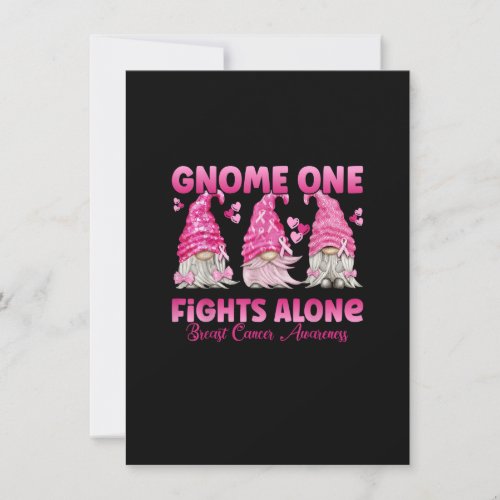 Gnome One Fights Alone Pink Breast Cancer Awarenes Invitation