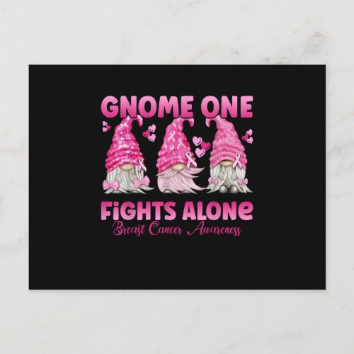 Gnome One Fights Alone Pink Breast Cancer Awarenes Postcard