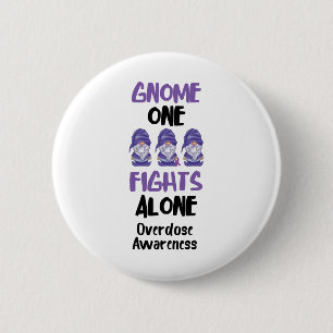 Gnome One Fights Alone Purple Ribbon Overdose Awar Button