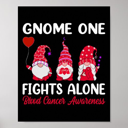 Gnome One Fights Alone Red Ribbon Blood Cancer Awa Poster