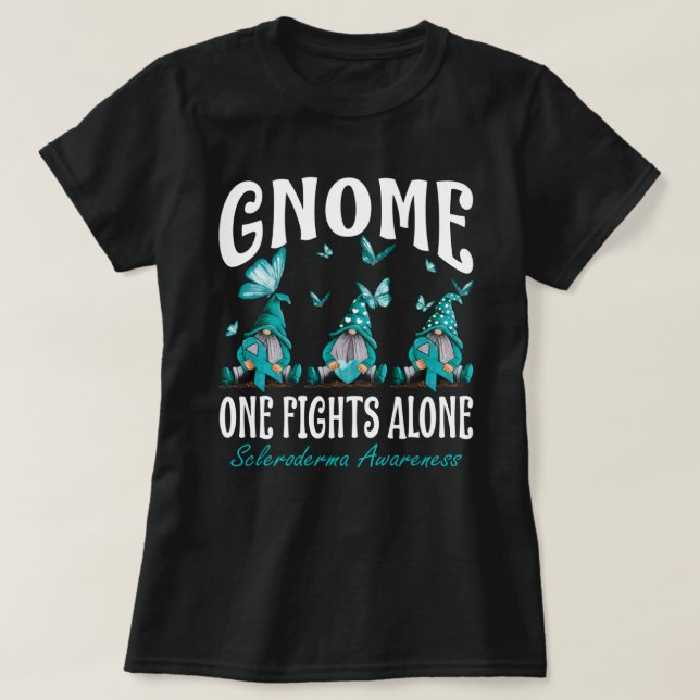 Gnome One Fights Alone Scleroderma Awareness T-Shirt (Design Front)