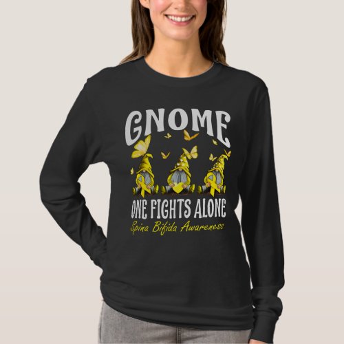 Gnome One Fights Alone Spina Bifida Awareness T_Shirt