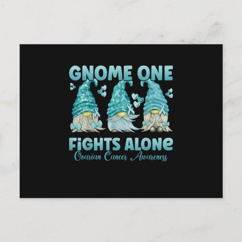 Gnome One Fights Alone Teal Ovarian Cancer Awarene Postcard