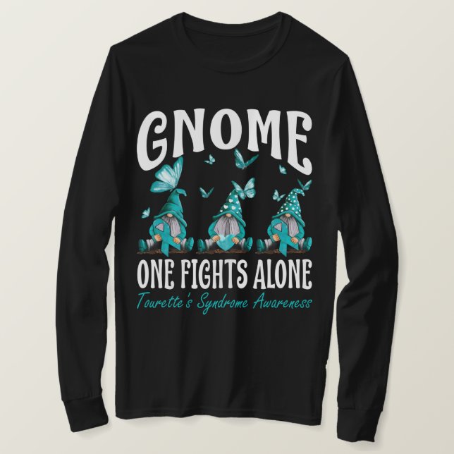 Gnome One Fights Alone Tourette's Syndrome Awarene T-Shirt (Design Front)
