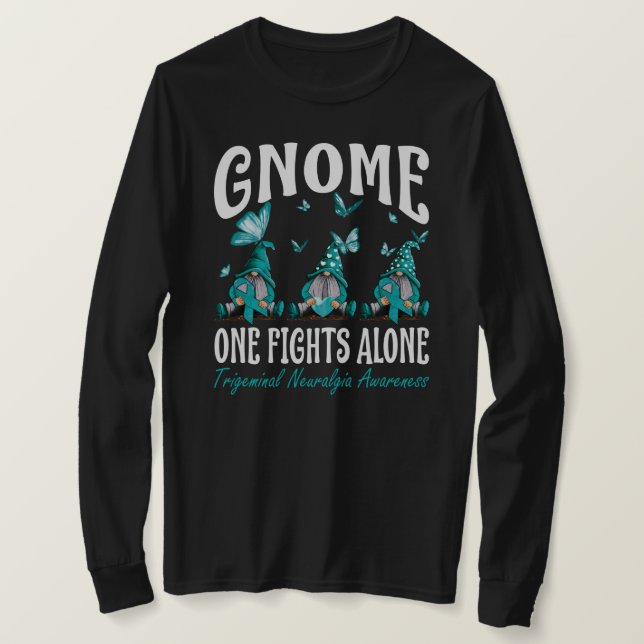 Gnome One Fights Alone Trigeminal Neuralgia Awaren T-Shirt (Design Front)