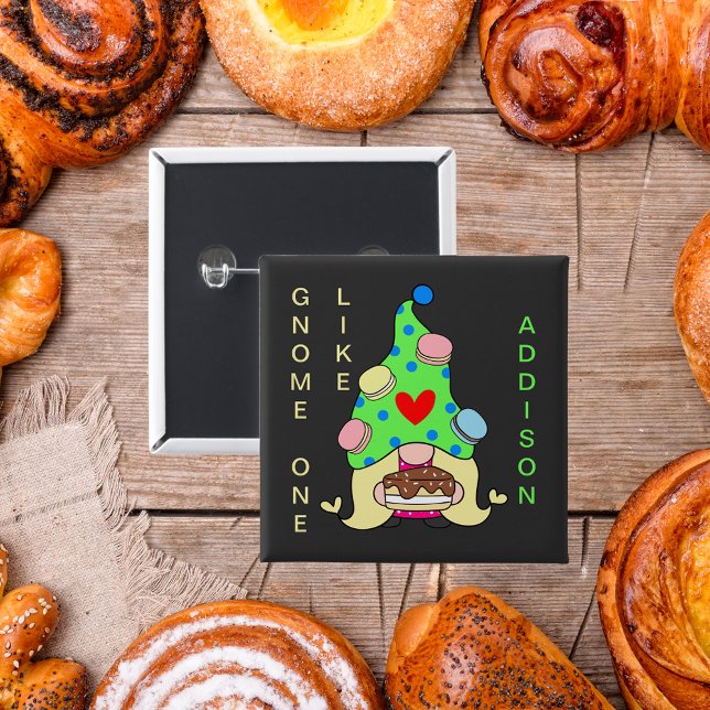 Gnome One Like Your Name Cookies Hat Cake Heart  Button (Gnome One Like Your Name Cookies Hat Cake Heart Button)