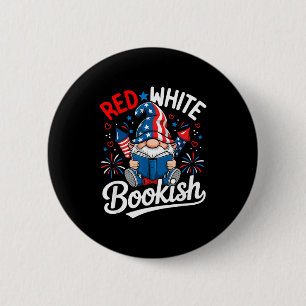 Gnome patriotic book funny red white bookish button