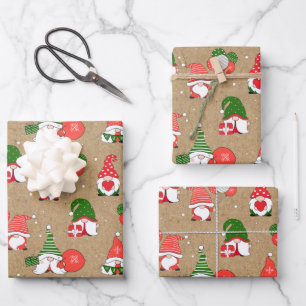 Gnome pattern christmas holiday Craft Wrapping Paper Sheets