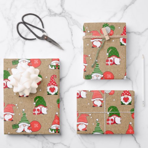 Gnome pattern christmas holiday Craft  Wrapping Paper Sheets