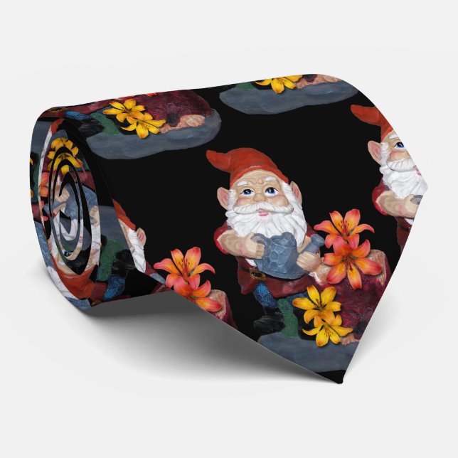 Gnome Pattern Neck Tie (Rolled)