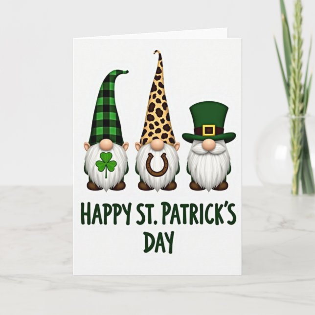 Gnome Pattern St Patricks Card (Front)