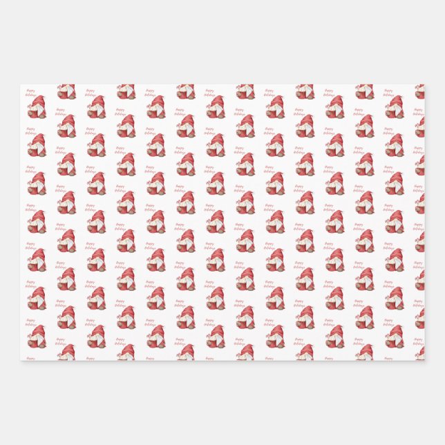 Gnome Peppermint Cocoa  Wrapping Paper Sheets (Front)