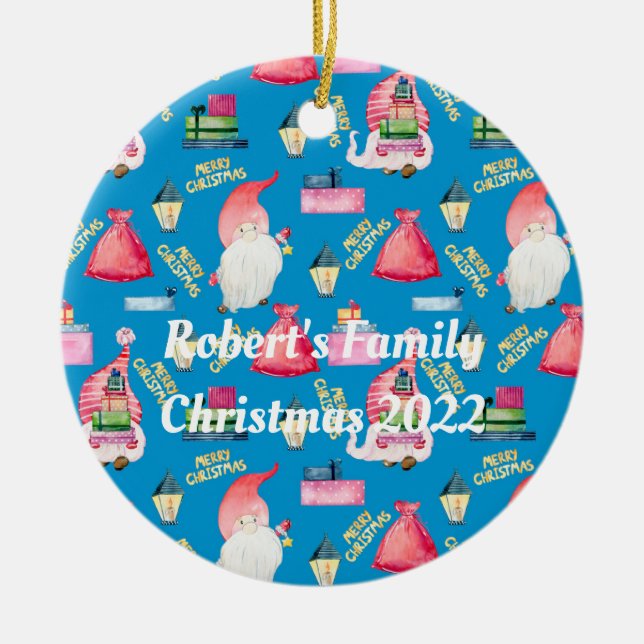 Gnome Personalized Ceramic Ornament (Front)
