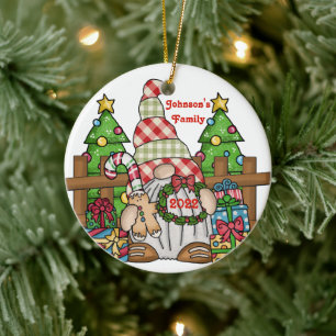 Gnome personalized ceramic ornament