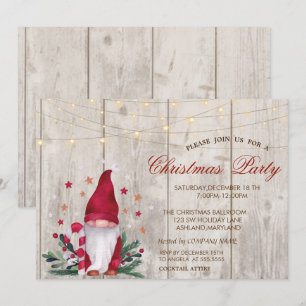 Gnome Pine Tree Branches Wood Christmas Party Invitation