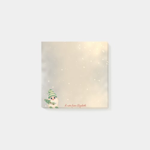 Gnome Pine Tree Gold Holiday Post_it Notes