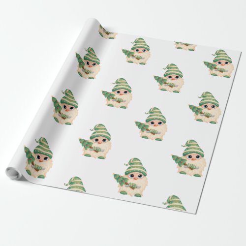 Gnome Pine Tree Merry Christmas Wrapping Paper