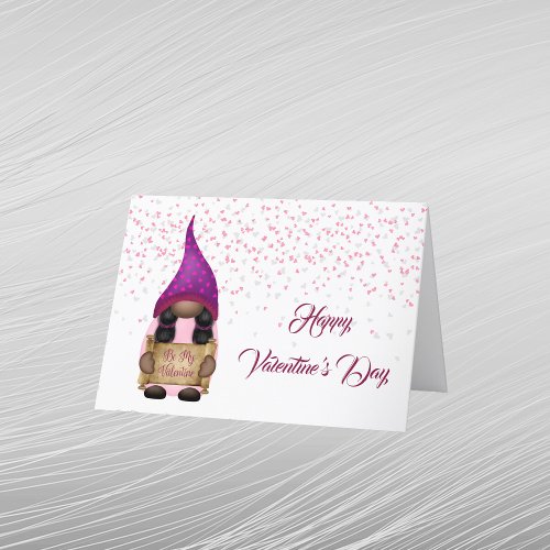 Gnome Pink Purple Valentine Holiday Card