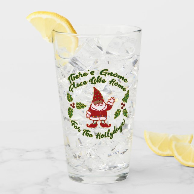 Gnome Place Like Home for Holidays! Giftware Glass (Front Ice)