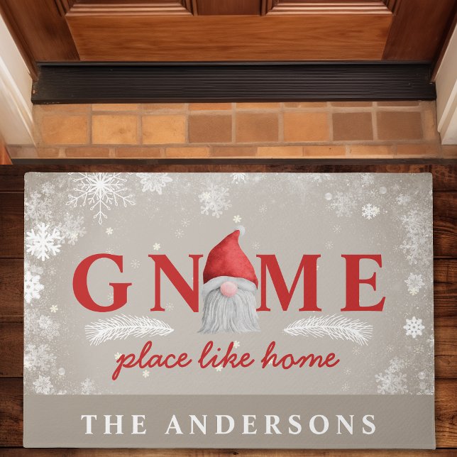 Gnome Place Like Home Holiday Christmas Family Doormat (Creator Uploaded)