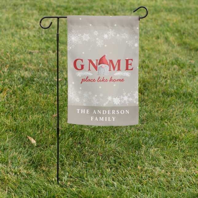 Gnome Place Like Home Holiday Christmas Family Garden Flag (In SItu)