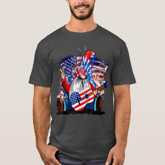Gnome Play GuitarPatriotic 4th Of July  T-Shirt