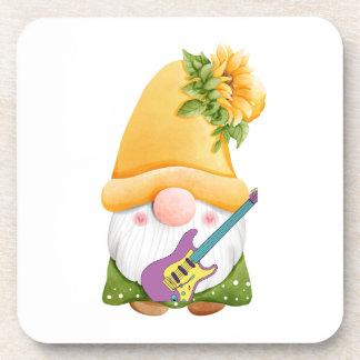 Gnome Playing a Guitar on a Beverage Coaster