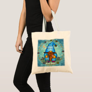 Gnome playing jacks  tote bag
