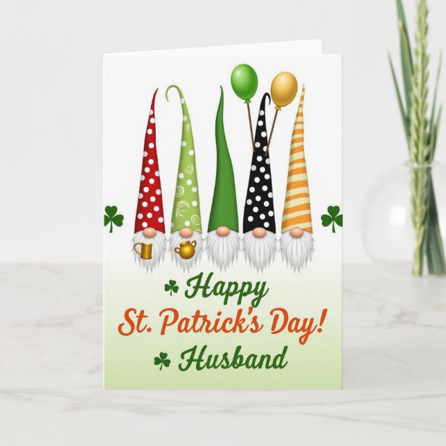 Gnome Polka Dot Hats Happy Card (Front)