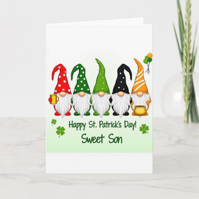 Gnome Polka Dot Striped Card (Front)