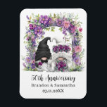 Gnome Purple Floral 50th Wedding Anniversary Magnet<br><div class="desc">Custom 50th wedding anniversary keepsake magnet with a design featuring a bride and groom gnomes and a purple floral arch illustration. Edit the template with any year and message.</div>