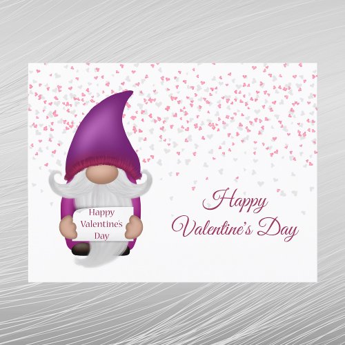 Gnome Purple Heart Valentine Holiday Postcard