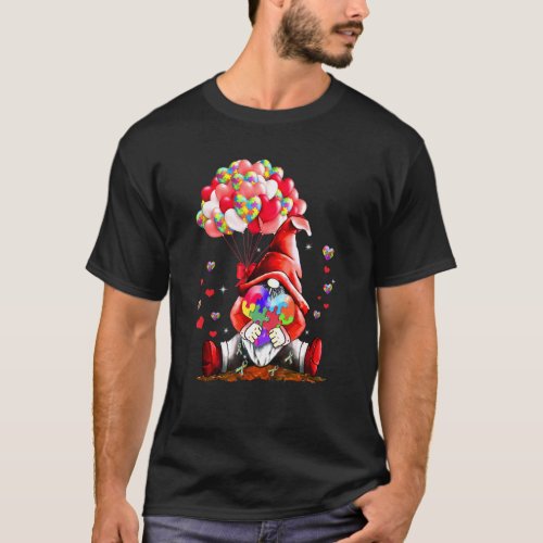 Gnome Puzzles Balloon Heart Autism Awareness Mom K T-Shirt