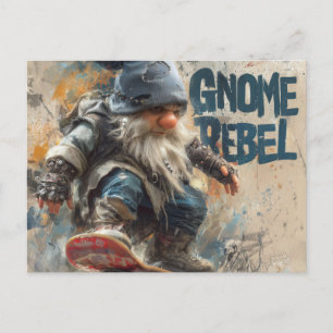 Gnome Rebel skateboarding graphic artwork Postcard