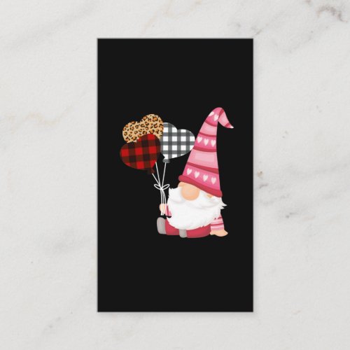 Gnome Red Black Leopard Balloon Valentines Day Business Card