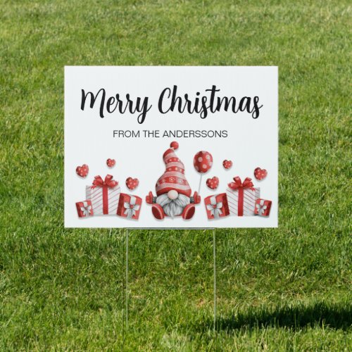Gnome Red Hat Gifts Merry Christmas Family Name   Sign