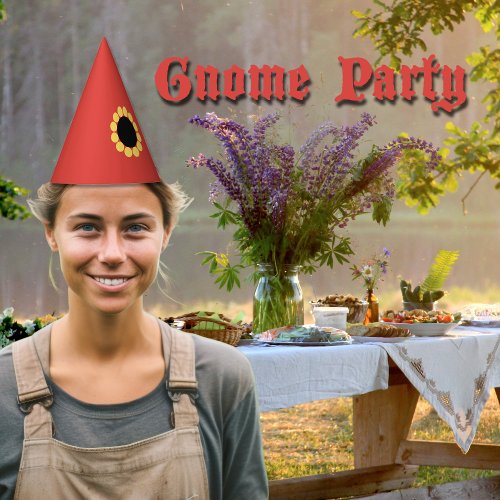 Gnome Red with Flower Party Hat