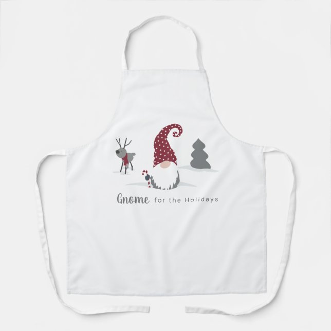 Gnome & reindeer holiday Scandinavian Tomte  Apron (Front)