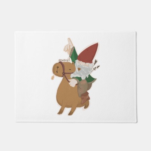 Gnome Riding a Capybara   Doormat