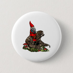 Gnome Riding a Sloth   Button