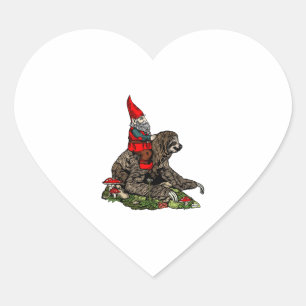 Gnome Riding a Sloth Heart Sticker