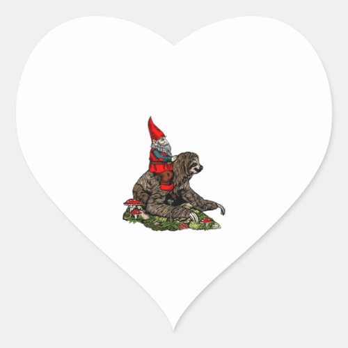 Gnome Riding a Sloth   Heart Sticker