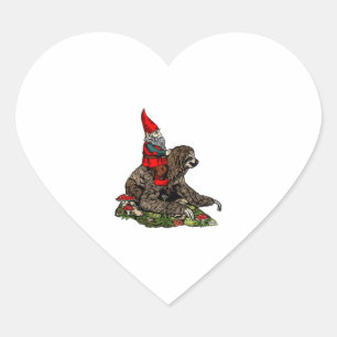 Gnome Riding a Sloth Heart Sticker