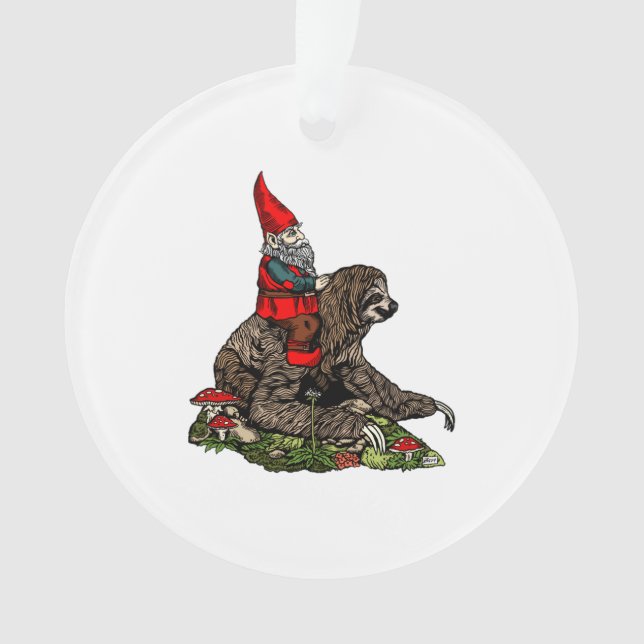 Gnome Riding a Sloth   Ornament (Front)