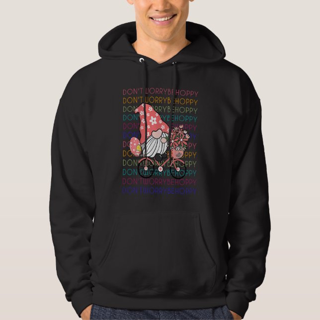 Gnome Riding Bicycle Happy Easter Don't Worry Be H Hoodie (Front)